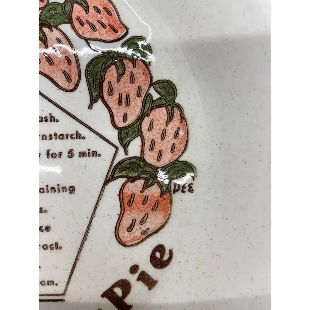 Vintage Stoneware Strawberry Pie Plate / Recipe Plate Signed Dee